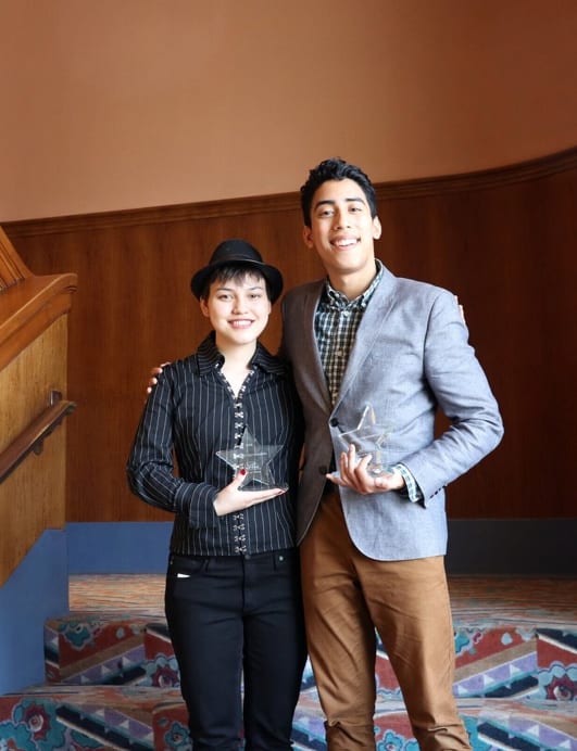 Audrey Szymanski and Joshua Bustamante receiving their KEYS Hall of Fame awards